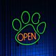 OPEN Paw Print LED Neon Sign