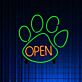 OPEN Paw Print LED Neon Sign