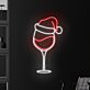Wine Glass with Santa Hat LED Neon Sign