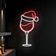 Wine Glass with Santa Hat LED Neon Sign