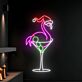 Transform Your Festive Celebrations and Spaces: Flamingo Christmas Hat Led Neon Sign & Flamingo Martini Led Sign - Perfect for Home Decor, Office Ambiance, Storefronts, Bars, and Seasonal Weddings