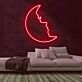 Crescent Moon with Face Profile LED Neon Sign