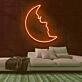 Crescent Moon with Face Profile LED Neon Sign