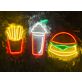 Burger, Fries and Topped Drink LED Neon Sign
