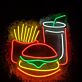 Burger with Fries and Tall Drink LED Neon Sign