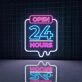 Open 24 Hours with Abstract Shapes Neon Sign