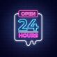 Open 24 Hours with Abstract Shapes Neon Sign