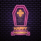 Pink Halloween Coffin Cross Neon Sign