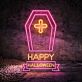 Pink Halloween Coffin Cross Neon Sign