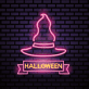Pink Witch Hat Halloween Neon Sign