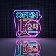 Retro Open 24 Hours Neon Sign