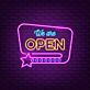 We Are Open With Star Icon Neon Sign
