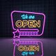 We Are Open With Star Icon Neon Sign