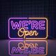 Were Open with Wave Lines Neon Sign