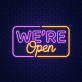 Were Open with Wave Lines Neon Sign