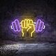 Hand Holding Barbell Neon Sign