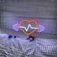 Barbell Neon Sign With Heart And Cardiogram For Gym And Fitness Room