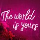 The World Is Yours Broad Two-Line Brush Script LED Neon Sign