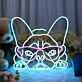 Puppy with Pink Glasses LED Neon Sign
