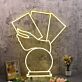 Hand Holding Fanned Cards Above a Circle LED Neon Sign