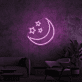 Crescent Moon and Three Stars LED Neon Sign