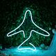 Rounded-Wing Airplane Outline LED Neon Sign