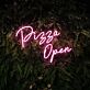 Pizza Open Welcome Pizza Lovers with Bright Neon