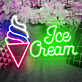 Ice Cream Cone and Text LED Neon Sign