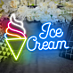 Ice Cream Cone and Text LED Neon Sign