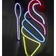 Soft Serve Ice Cream Cone with Spoon LED Neon Sign