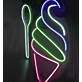 Soft Serve Ice Cream Cone with Spoon LED Neon Sign