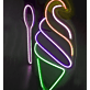 Soft Serve Ice Cream Cone with Spoon LED Neon Sign