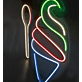 Soft Serve Ice Cream Cone with Spoon LED Neon Sign