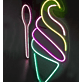 Soft Serve Ice Cream Cone with Spoon LED Neon Sign