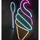 Soft Serve Ice Cream Cone with Spoon LED Neon Sign