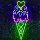 Heart Topped Ice Cream Cone LED Neon Sign