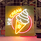 Arched ICE CREAM Text and Cone LED Neon Sign