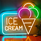 Framed ICE CREAM Text and Cone LED Neon Sign