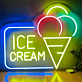 Framed ICE CREAM Text and Cone LED Neon Sign