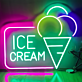 Framed ICE CREAM Text and Cone LED Neon Sign