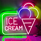 Framed ICE CREAM Text and Cone LED Neon Sign