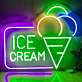 Framed ICE CREAM Text and Cone LED Neon Sign