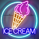 Round Ice Cream Cone and Text LED Neon Sign