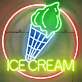 Round Ice Cream Cone and Text LED Neon Sign