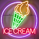 Round Ice Cream Cone and Text LED Neon Sign