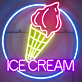 Round Ice Cream Cone and Text LED Neon Sign