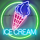 Round Ice Cream Cone and Text LED Neon Sign