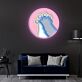 Cat Paws in Pink Circle LED Neon Acrylic Artwork