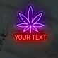 Custom Cannabis Leaf with Text LED Neon Sign
