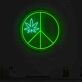 Cannabis Leaf Peace Sign LED Neon Sign